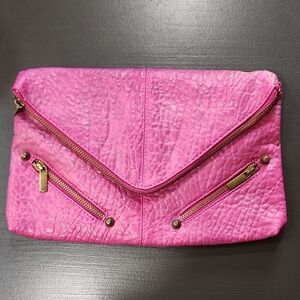 Brass Plum Pink Textured Clutch/Cross body Bag